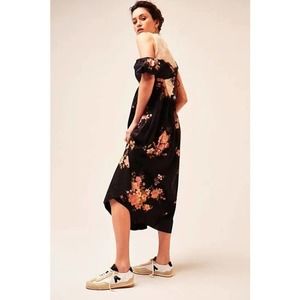 Free People Linda‎ Lou Poplin Dress Black